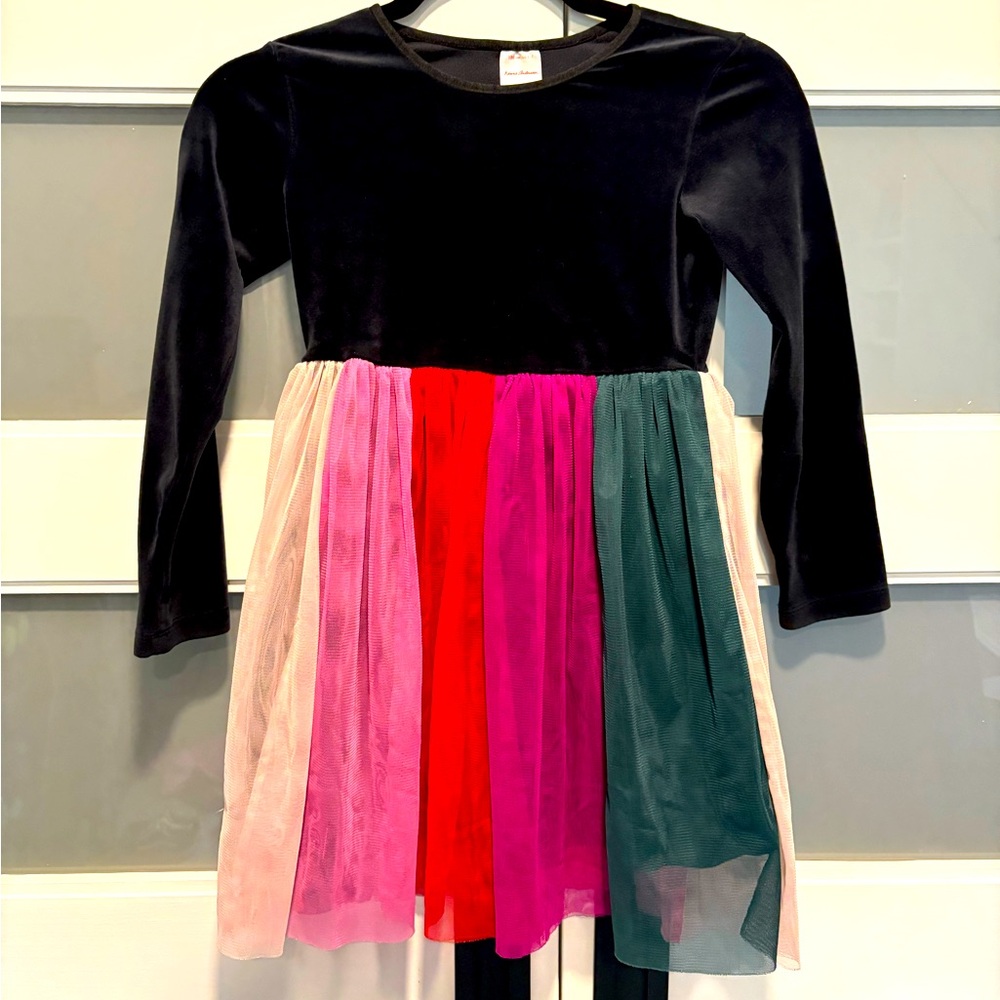 Hanna Andersson Velvet and tulle Multicolor Long Sleeve Dress - size 120
